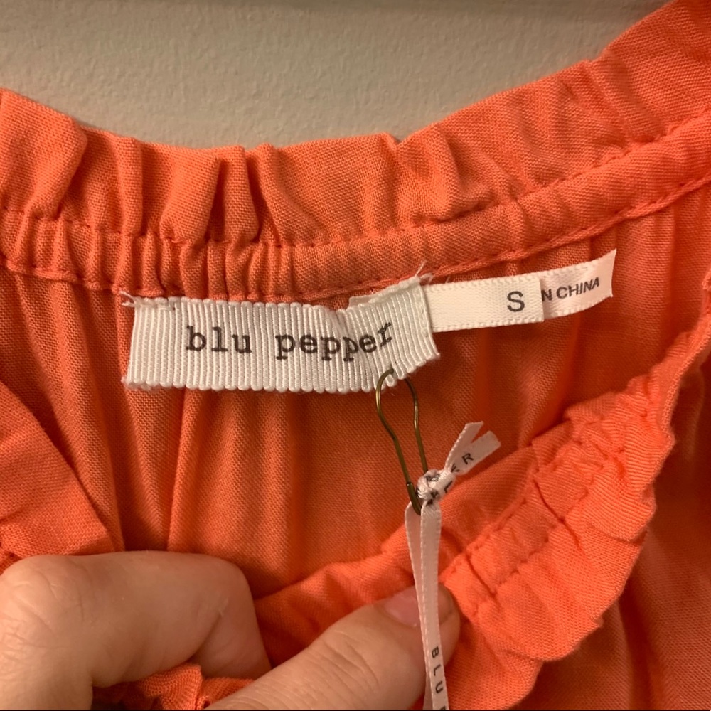 NWT Blu Pepper Off The Shoulder Coral Dress - Picture 3 of 6